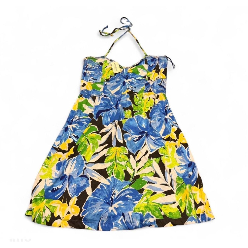 Y2K Aeropostale Floral Halter Dress XL NWT Tropical Hibiscus Sundress 2012